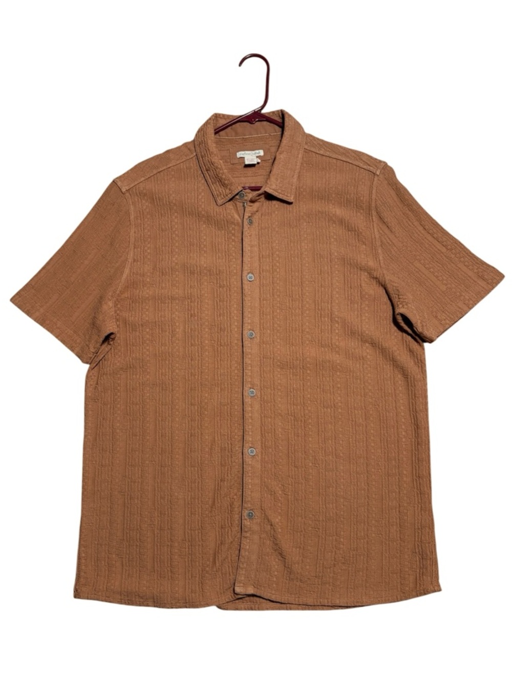 Carbon 2 Cobalt Dune Knit Button Up Shirt In Nutmeg Sz L